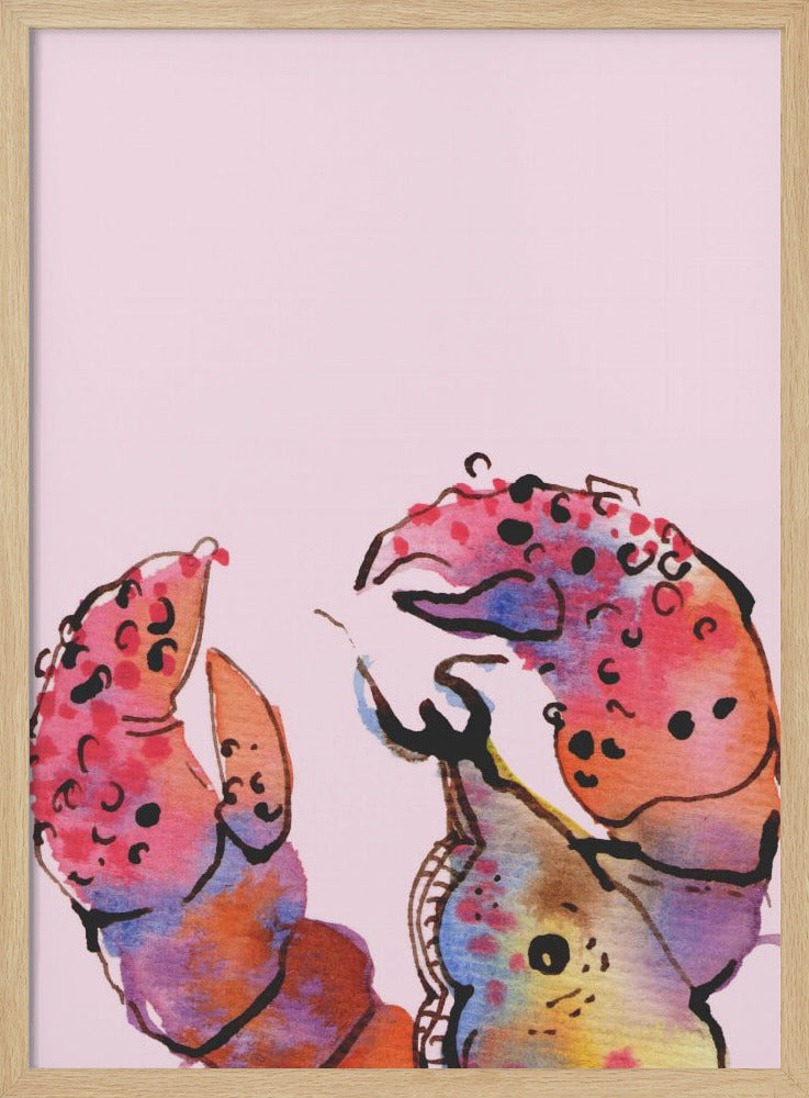 Lobster On Pink - Stretched Canvas, Poster or Fine Art Print I Heart Wall Art