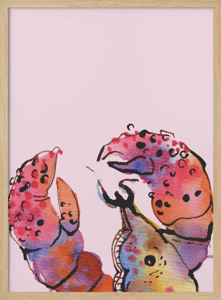 Lobster On Pink - Stretched Canvas, Poster or Fine Art Print I Heart Wall Art