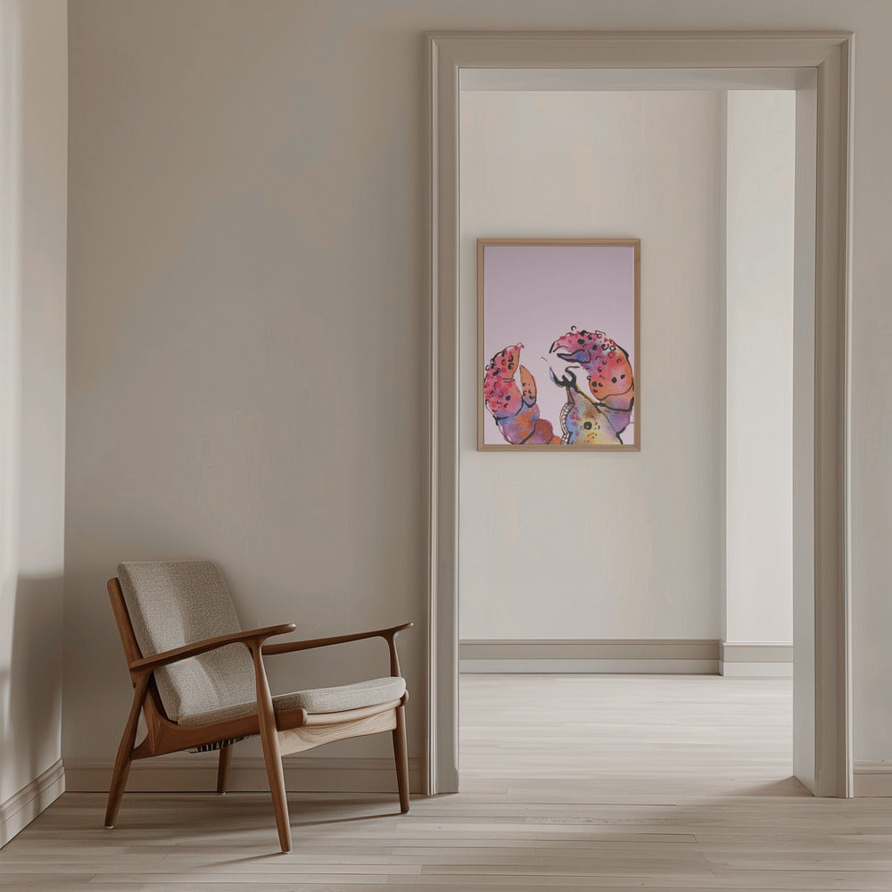 Lobster On Pink - Stretched Canvas, Poster or Fine Art Print I Heart Wall Art