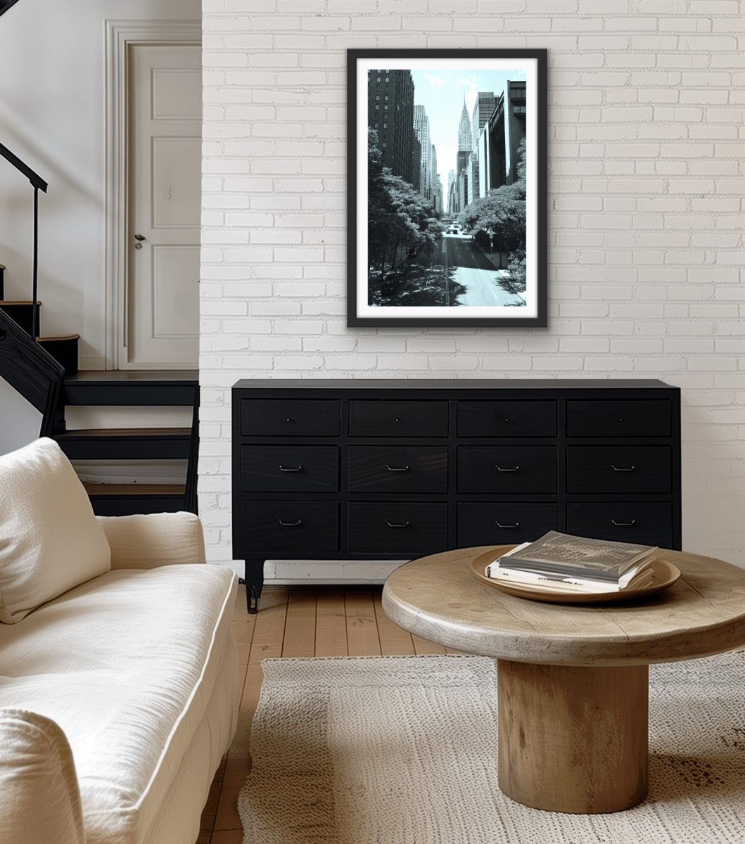 Look Down City Lane - Black and White Vintage Stretched Canvas or Fine Art Print - I Heart Wall Art - Poster Print, Canvas Print or Framed Art Print