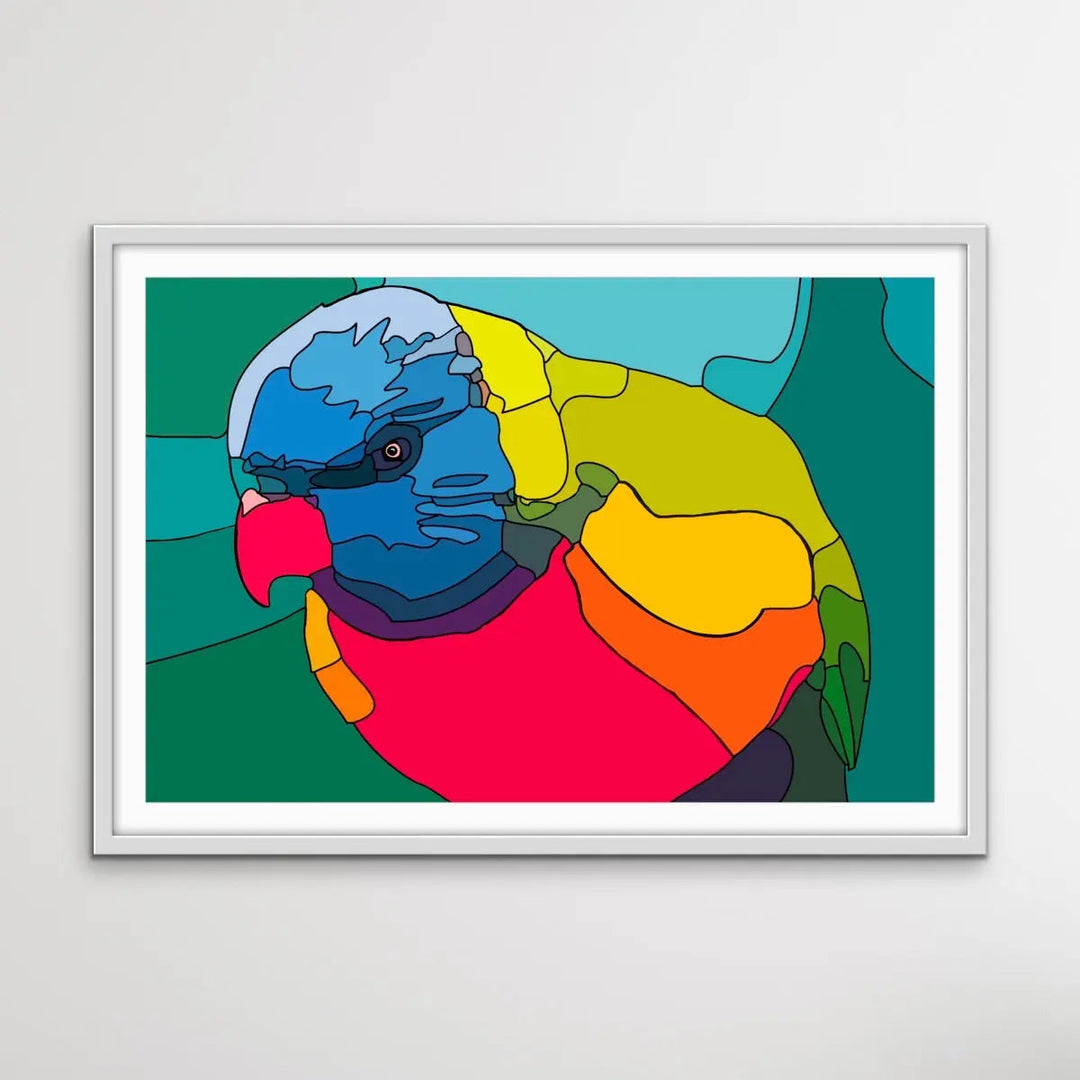 Lorikeet Lines - Colourful Contemporary Lorikeet Print - I Heart Wall Art