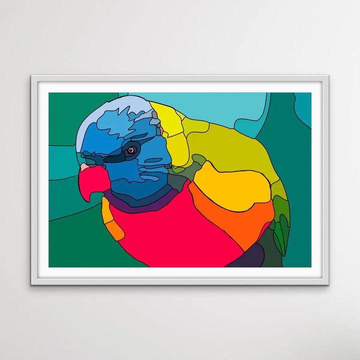 Lorikeet Lines - Colourful Contemporary Lorikeet Print - I Heart Wall Art