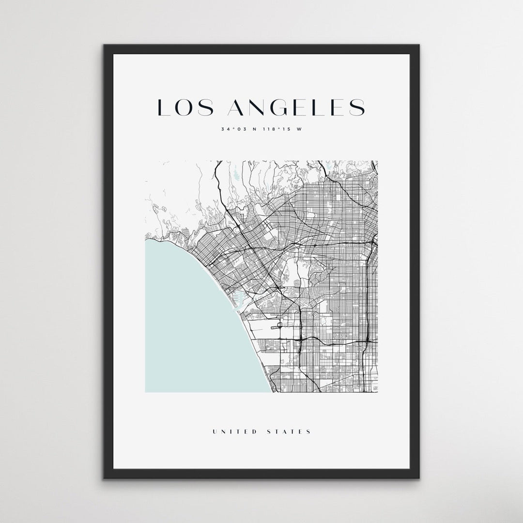 Los Angeles City Map - Square City Map Stretched Canvas or Wall Art Print - I Heart Wall Art - Poster Print, Canvas Print or Framed Art Print