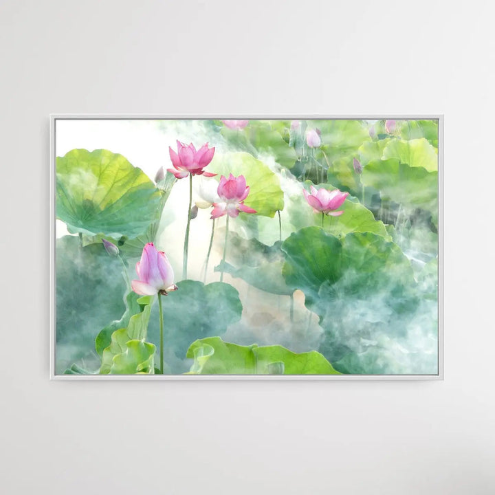 Lotus Summer - Pink Flower with Leaves Wall Art I Heart Wall Art Australia 