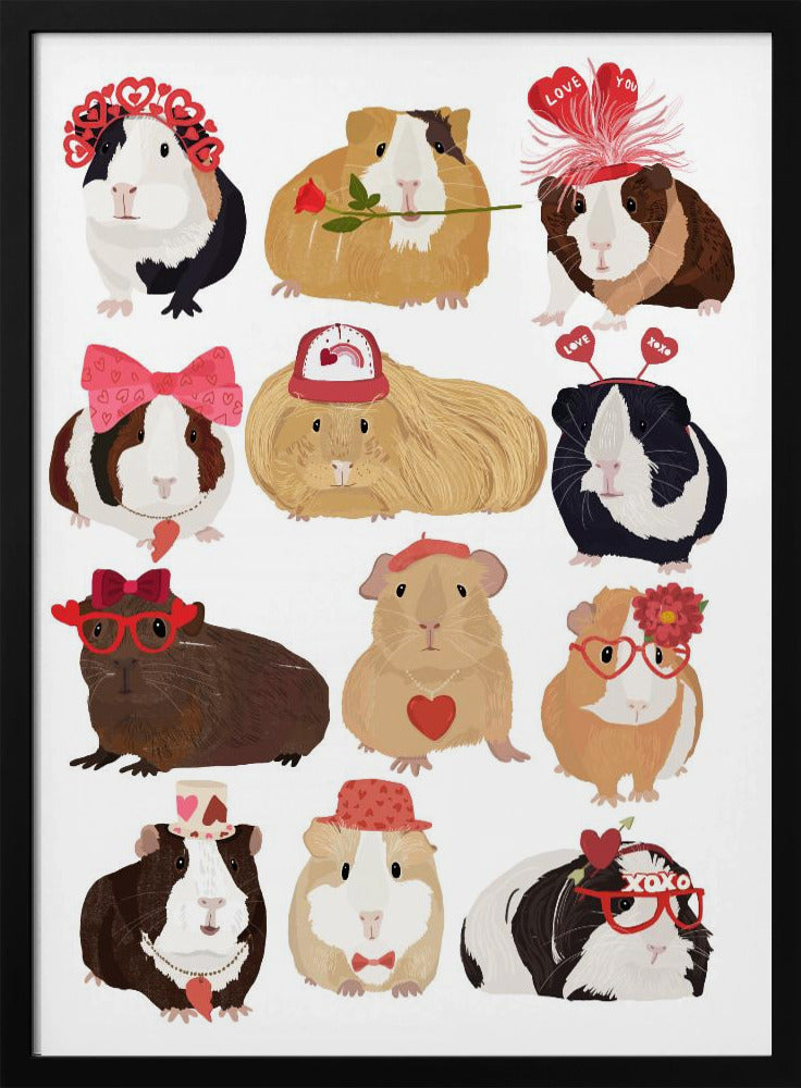 Love Guinea Pigs - Stretched Canvas, Poster or Fine Art Print I Heart Wall Art