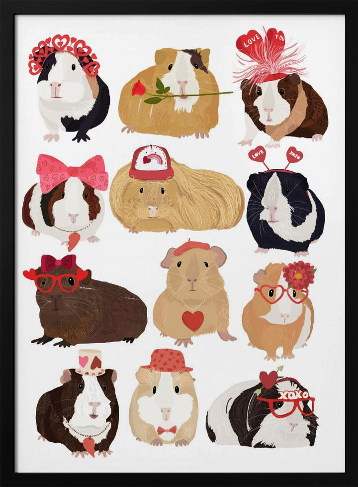 Love Guinea Pigs - Stretched Canvas, Poster or Fine Art Print I Heart Wall Art