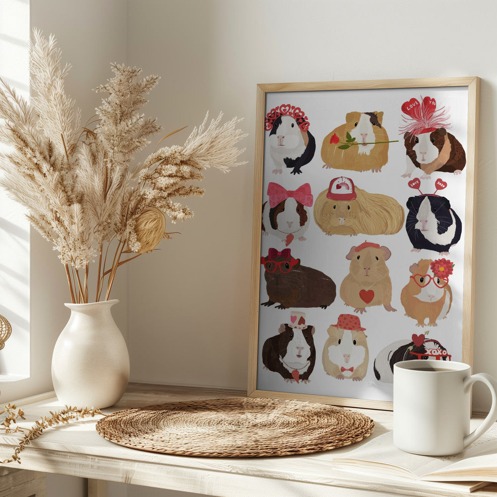 Love Guinea Pigs - Stretched Canvas, Poster or Fine Art Print I Heart Wall Art
