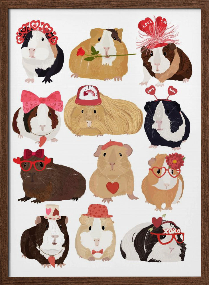 Love Guinea Pigs - Stretched Canvas, Poster or Fine Art Print I Heart Wall Art