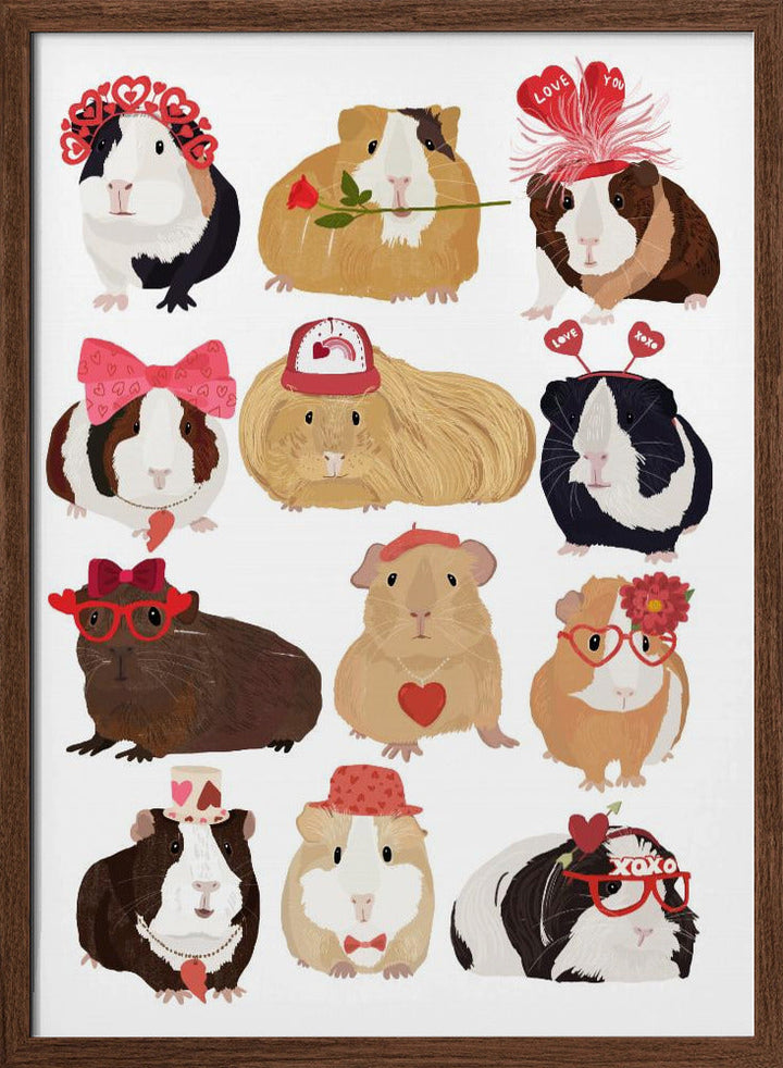 Love Guinea Pigs - Stretched Canvas, Poster or Fine Art Print I Heart Wall Art