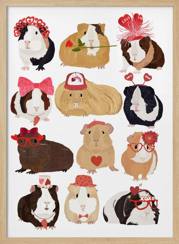 Love Guinea Pigs - Stretched Canvas, Poster or Fine Art Print I Heart Wall Art