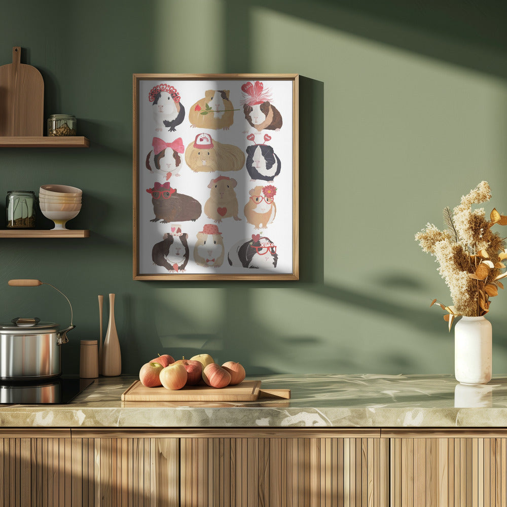 Love Guinea Pigs - Stretched Canvas, Poster or Fine Art Print I Heart Wall Art