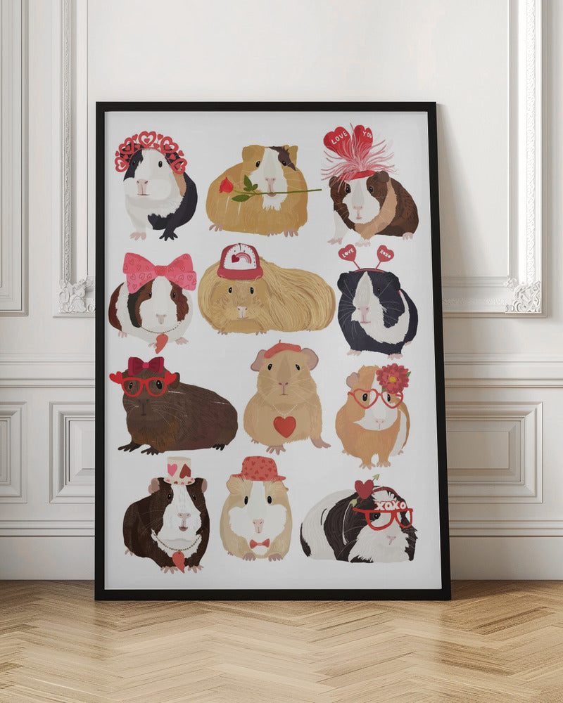 Love Guinea Pigs - Stretched Canvas, Poster or Fine Art Print I Heart Wall Art