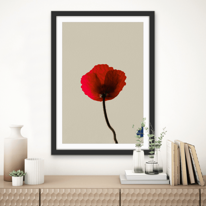 Love Rose - Red Flower Contemporary Stretched Canvas or Wall Art Print - I Heart Wall Art - Poster Print, Canvas Print or Framed Art Print