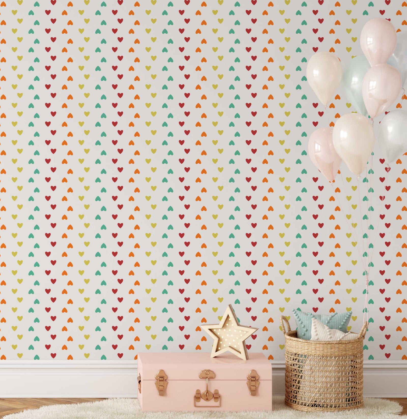 Love You Loads Heart Wallpaper - Colourful Quality Peel and Stick Adhesive