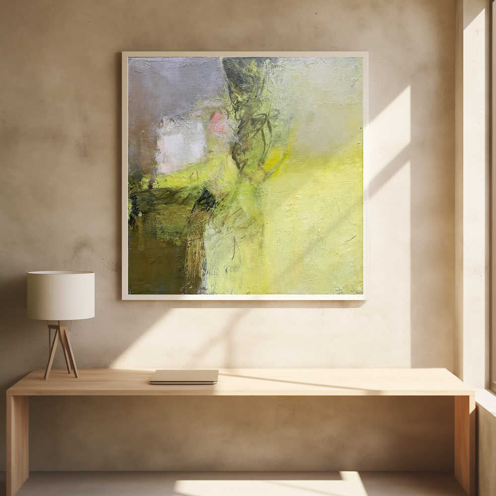 Luminous Green Yellow - Square Stretched Canvas Poster or Fine Art Print