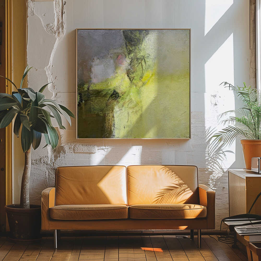Luminous Green Yellow - Square Stretched Canvas Poster or Fine Art Print