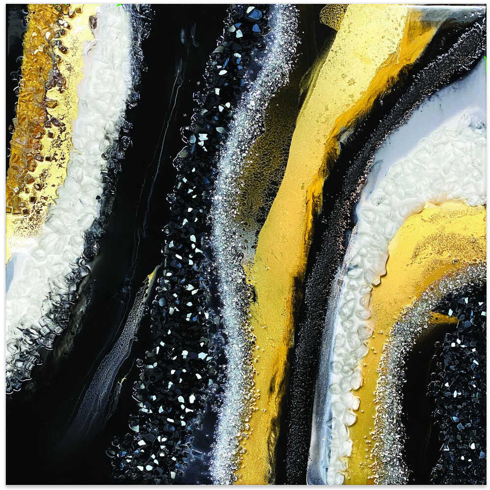 Luxury Black Gold Shimmer - Square Stretched Canvas, Poster or Fine Art Print - I Heart Wall Art - Poster Print, Canvas Print or Framed Art Print