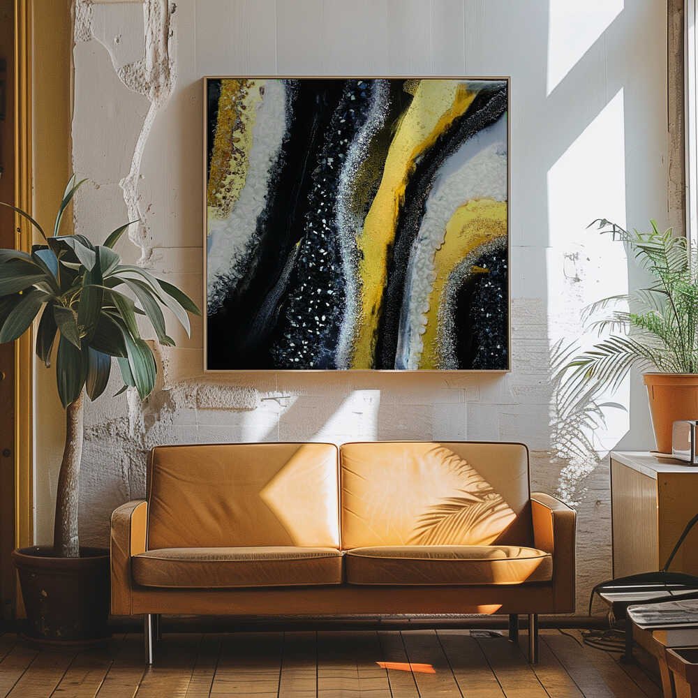 Luxury Black Gold Shimmer - Square Stretched Canvas, Poster or Fine Art Print - I Heart Wall Art - Poster Print, Canvas Print or Framed Art Print