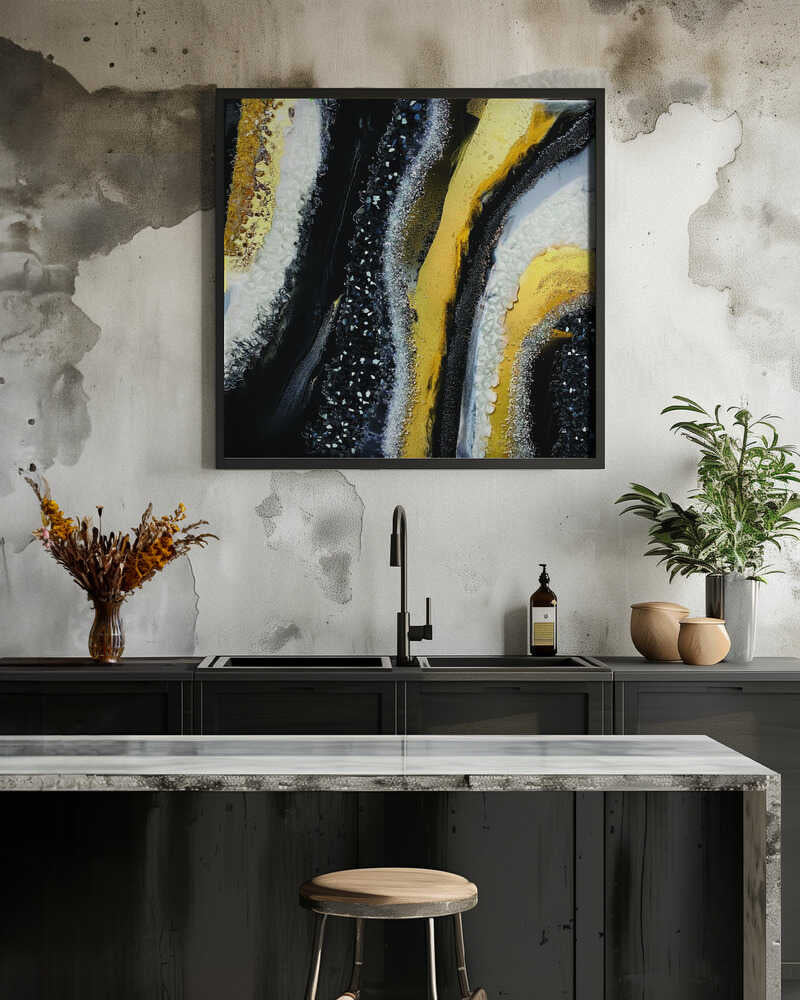 Luxury Black Gold Shimmer - Square Stretched Canvas, Poster or Fine Art Print - I Heart Wall Art - Poster Print, Canvas Print or Framed Art Print