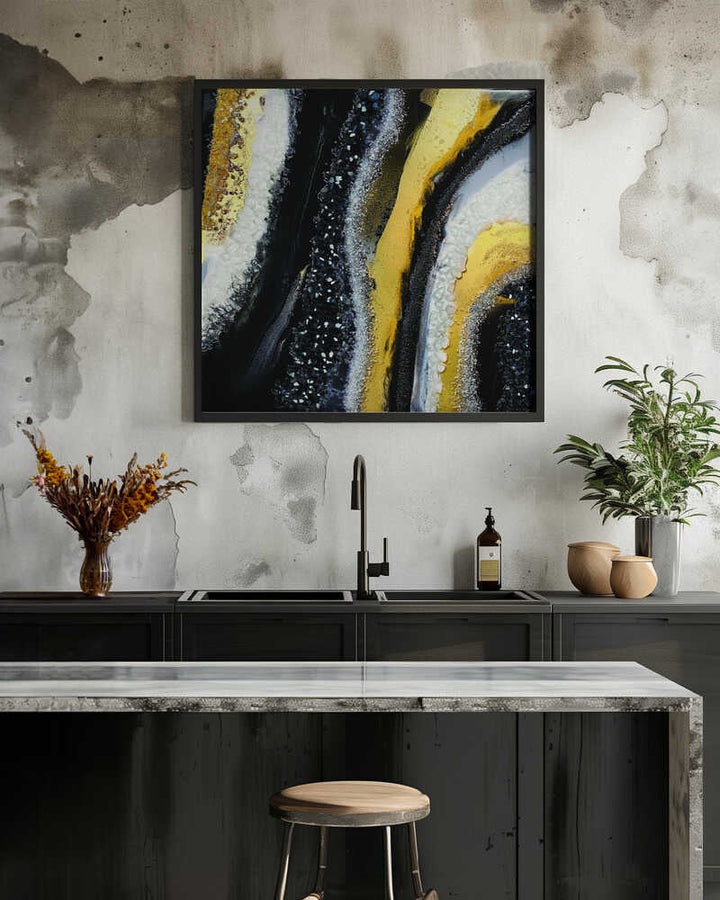 Luxury Black Gold Shimmer - Square Stretched Canvas, Poster or Fine Art Print - I Heart Wall Art - Poster Print, Canvas Print or Framed Art Print