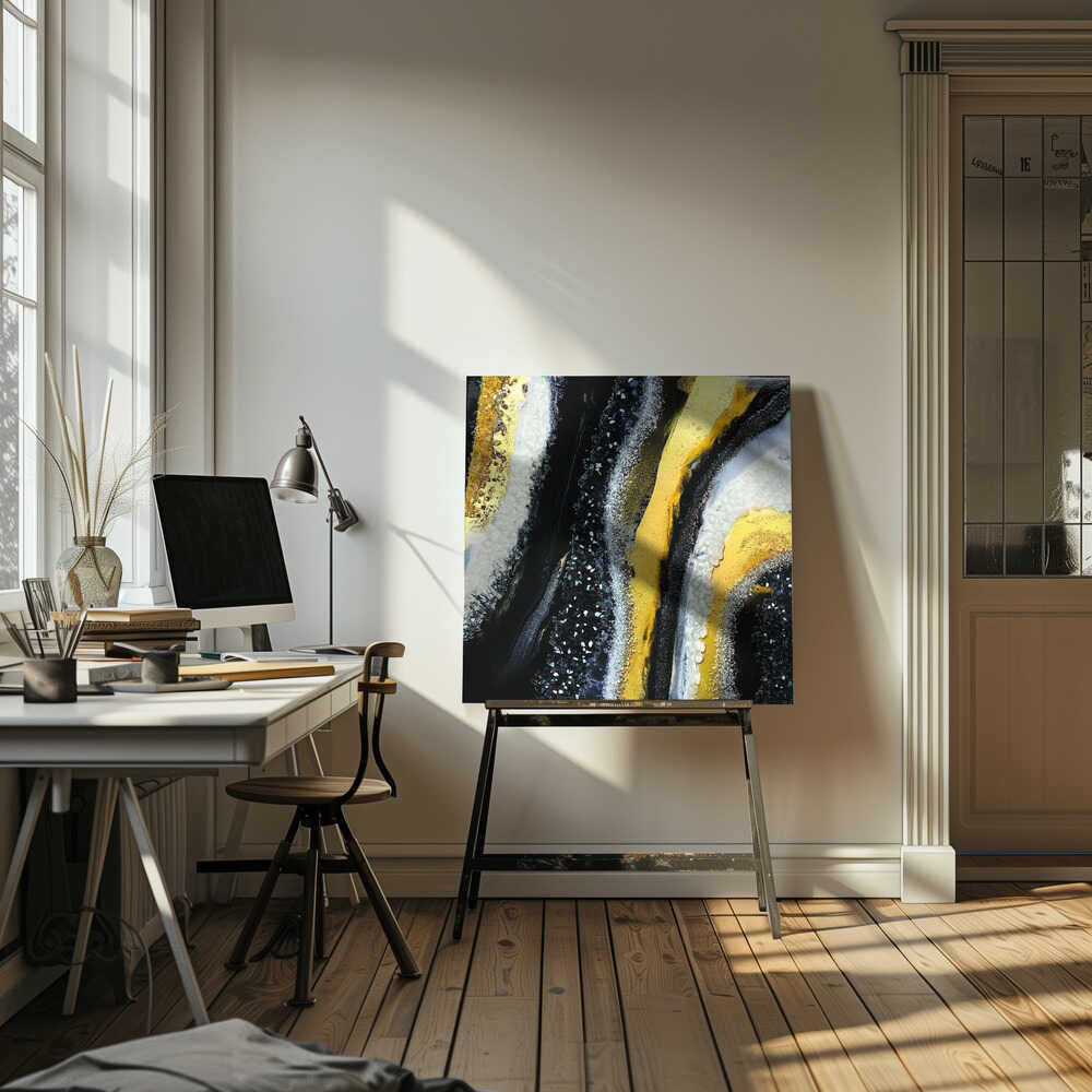 Luxury Black Gold Shimmer - Square Stretched Canvas, Poster or Fine Art Print - I Heart Wall Art - Poster Print, Canvas Print or Framed Art Print