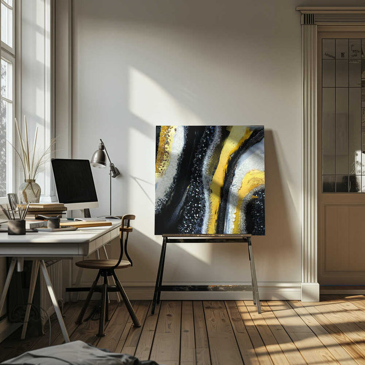 Luxury Black Gold Shimmer - Square Stretched Canvas, Poster or Fine Art Print - I Heart Wall Art - Poster Print, Canvas Print or Framed Art Print