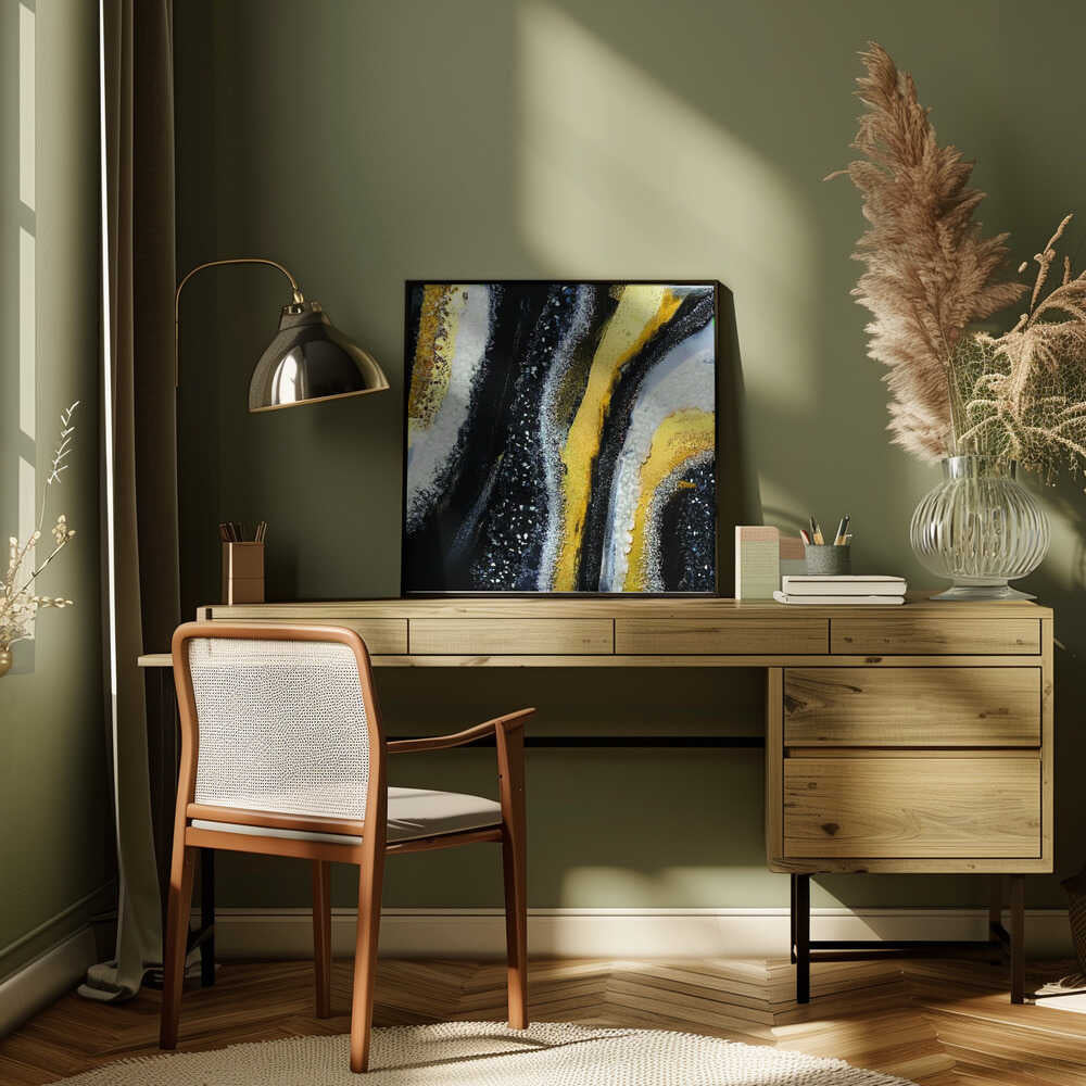 Luxury Black Gold Shimmer - Square Stretched Canvas, Poster or Fine Art Print - I Heart Wall Art - Poster Print, Canvas Print or Framed Art Print