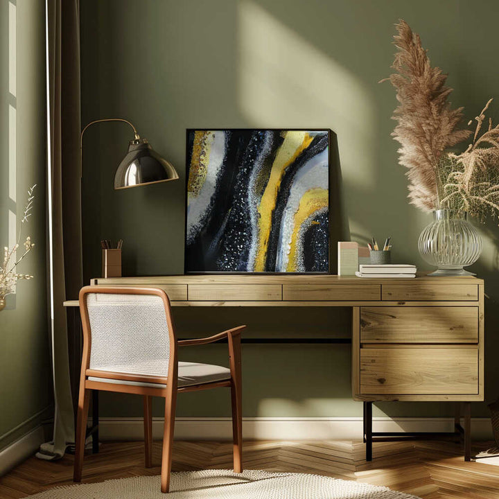 Luxury Black Gold Shimmer - Square Stretched Canvas, Poster or Fine Art Print - I Heart Wall Art - Poster Print, Canvas Print or Framed Art Print