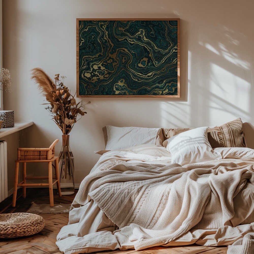 Luxury Emerald Gold Swirls - Stretched Canvas, Poster or Fine Art Print - I Heart Wall Art - Poster Print, Canvas Print or Framed Art Print