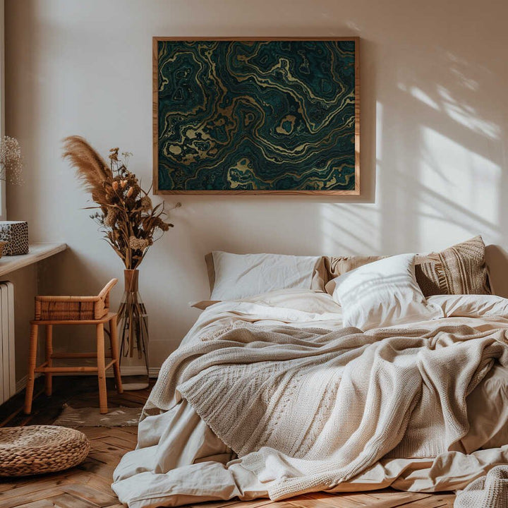 Luxury Emerald Gold Swirls - Stretched Canvas, Poster or Fine Art Print - I Heart Wall Art - Poster Print, Canvas Print or Framed Art Print