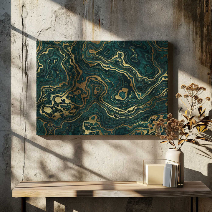 Luxury Emerald Gold Swirls - Stretched Canvas, Poster or Fine Art Print - I Heart Wall Art - Poster Print, Canvas Print or Framed Art Print