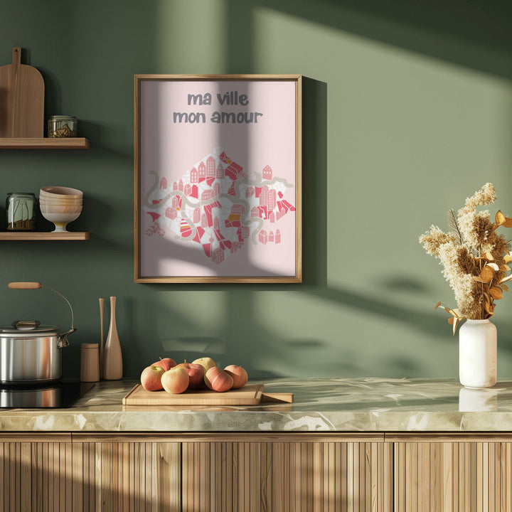 ma ville mon amour; City life collection pearl pink - Stretched Canvas, Poster or Fine Art Print I Heart Wall Art