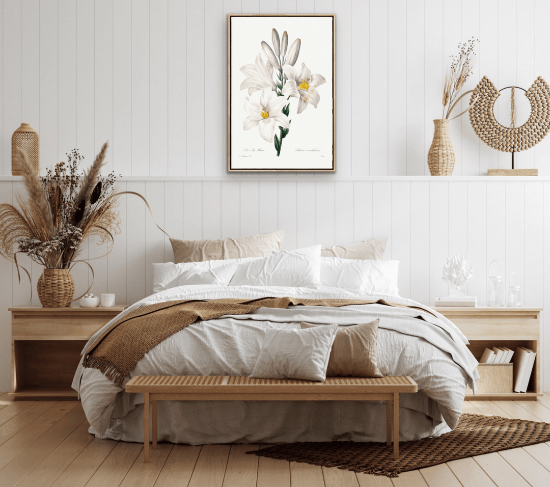 Madonna Lily from Choix Des Plus Belles Fleurs (1827) by Pierre - Joseph Redouté - Stretched Canvas or Wall Art Print - I Heart Wall Art - Poster Print, Canvas Print or Framed Art Print