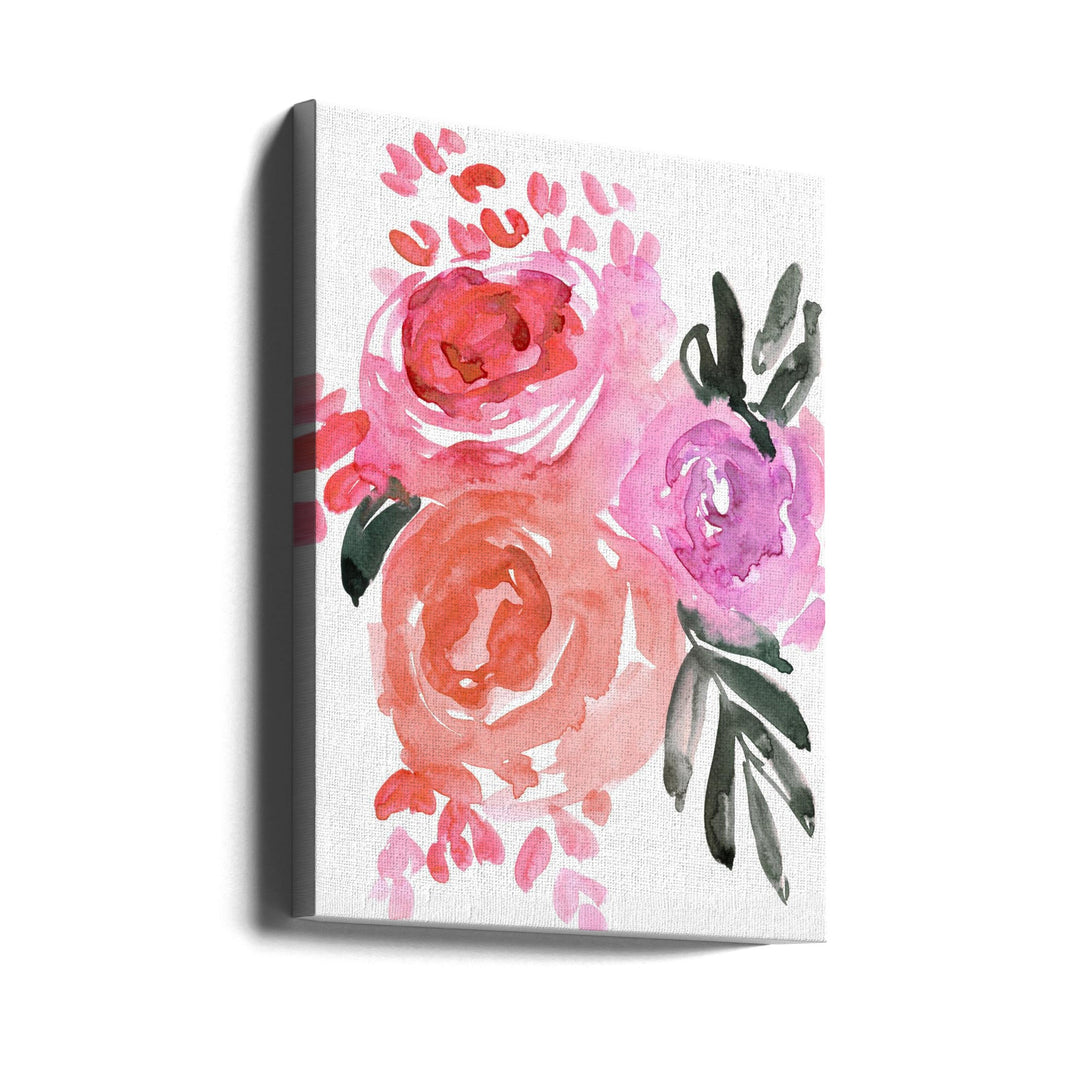 Maeko loose watercolor florals I - Stretched Canvas, Poster or Fine Art Print I Heart Wall Art