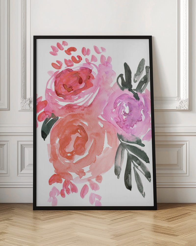 Maeko loose watercolor florals I - Stretched Canvas, Poster or Fine Art Print I Heart Wall Art