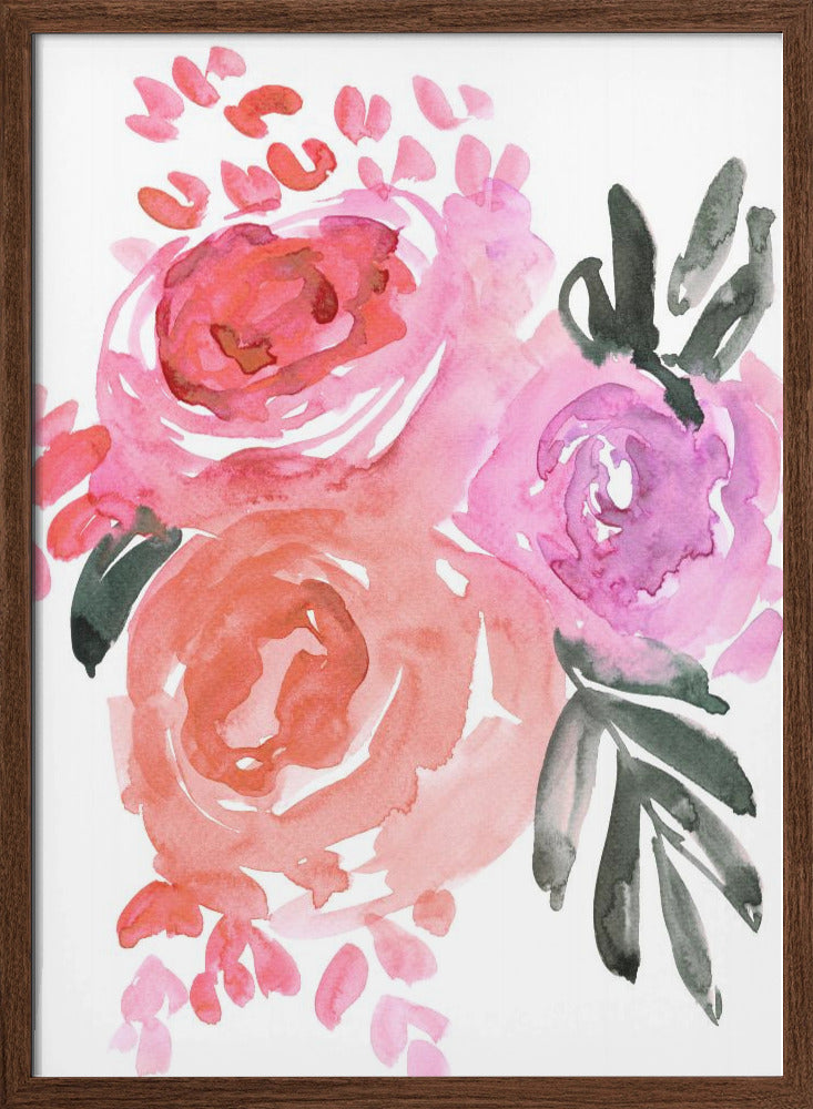 Maeko loose watercolor florals I - Stretched Canvas, Poster or Fine Art Print I Heart Wall Art