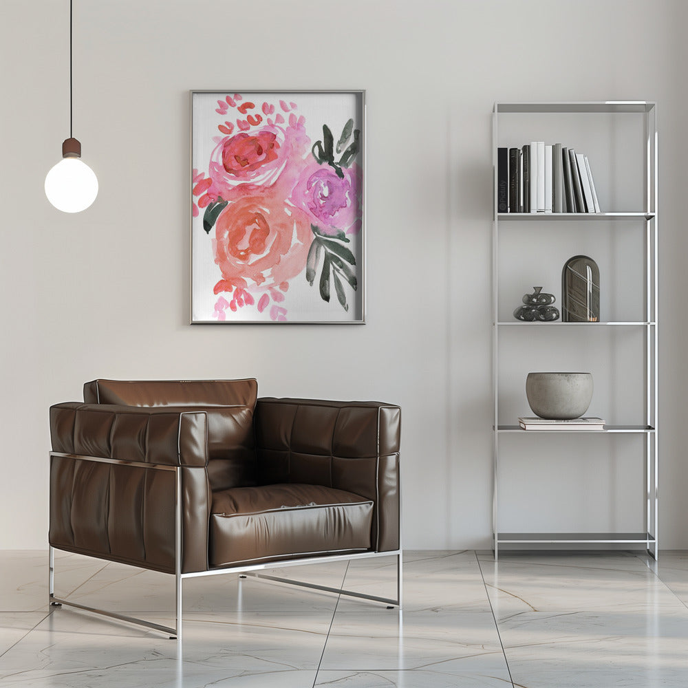 Maeko loose watercolor florals I - Stretched Canvas, Poster or Fine Art Print I Heart Wall Art
