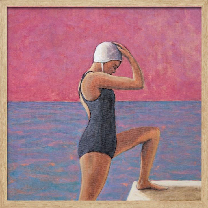 Magenta Swimmer - Square Stretched Canvas, Poster or Fine Art Print I Heart Wall Art