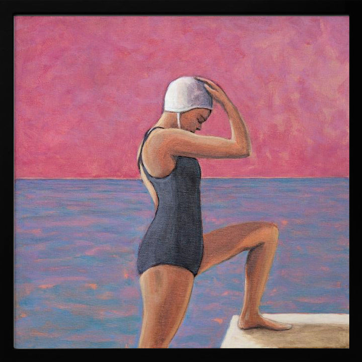 Magenta Swimmer - Square Stretched Canvas, Poster or Fine Art Print I Heart Wall Art