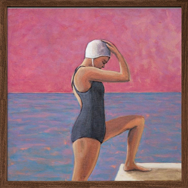 Magenta Swimmer - Square Stretched Canvas, Poster or Fine Art Print I Heart Wall Art