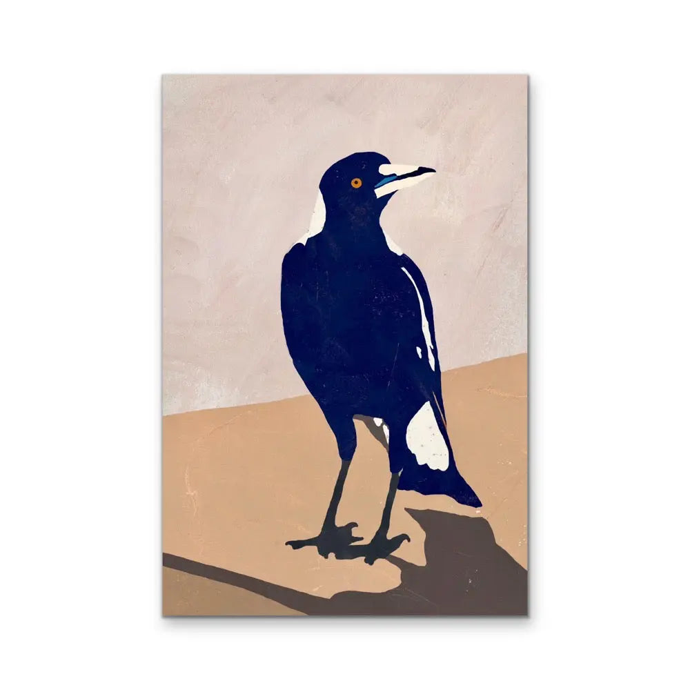 Maggie On The Wall - Magpie Stretched Canvas Print or Framed Fine Art Print - Artwork I Heart Wall Art Australia