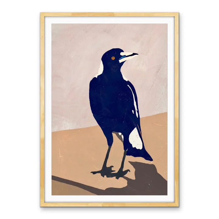 Maggie On The Wall - Magpie Stretched Canvas Print or Framed Fine Art Print - Artwork I Heart Wall Art Australia
