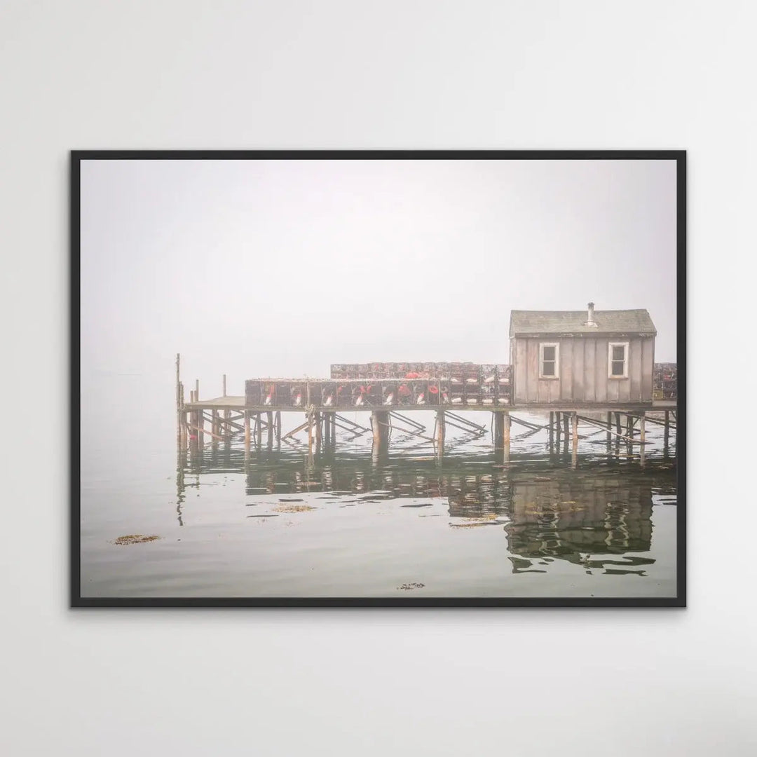 Maine Fishing Shack In The Mist - Hamptons and Coastal Style Photographic Print - I Heart Wall Art