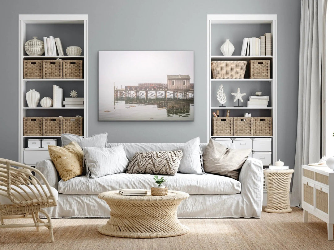 Maine Fishing Shack In The Mist - Hamptons and Coastal Style Photographic Print - I Heart Wall Art