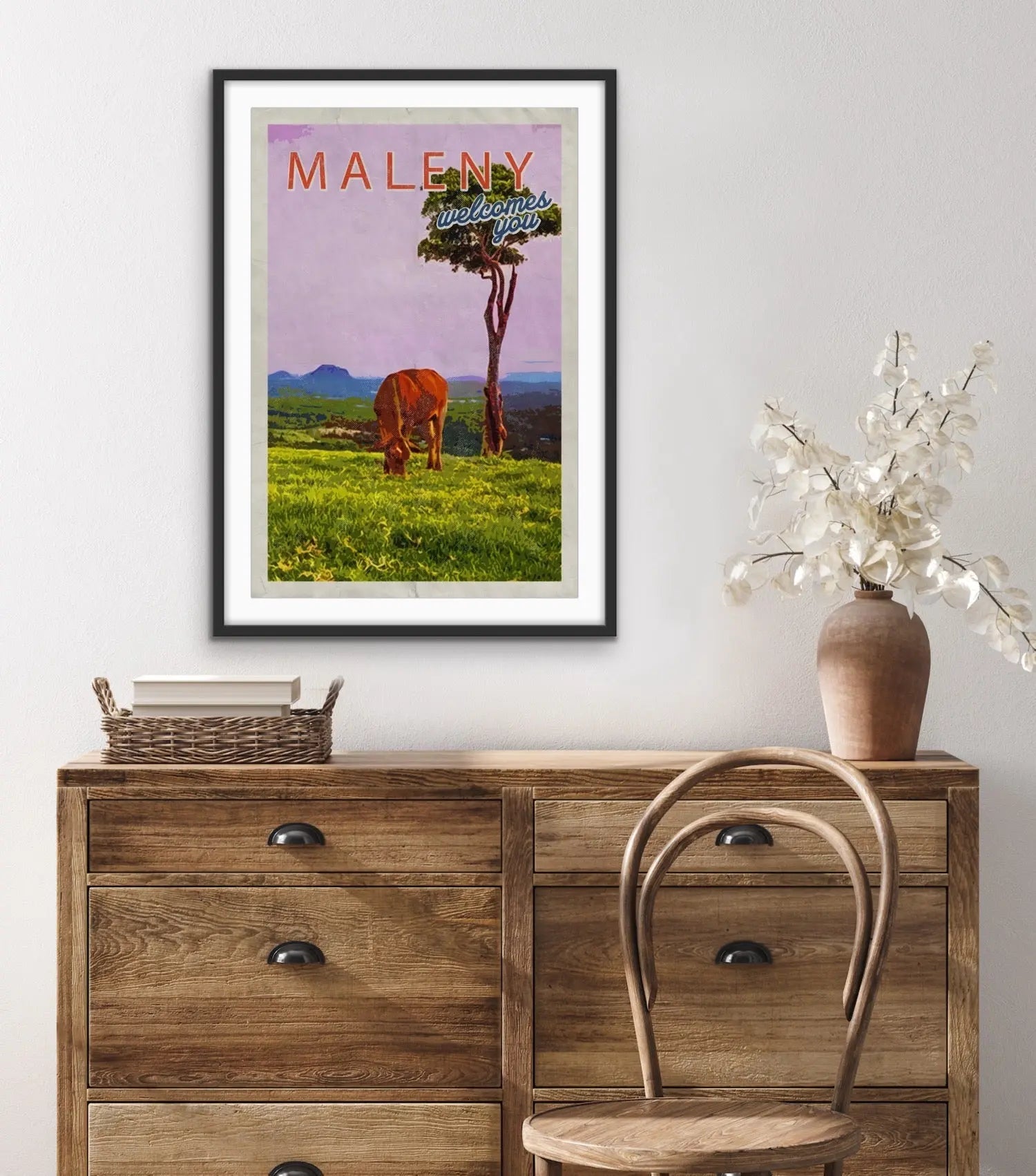 Maleny Welcomes You - Vintage Style Travel Print of Maleny Queensland on Canvas or Paper - I Heart Wall Art