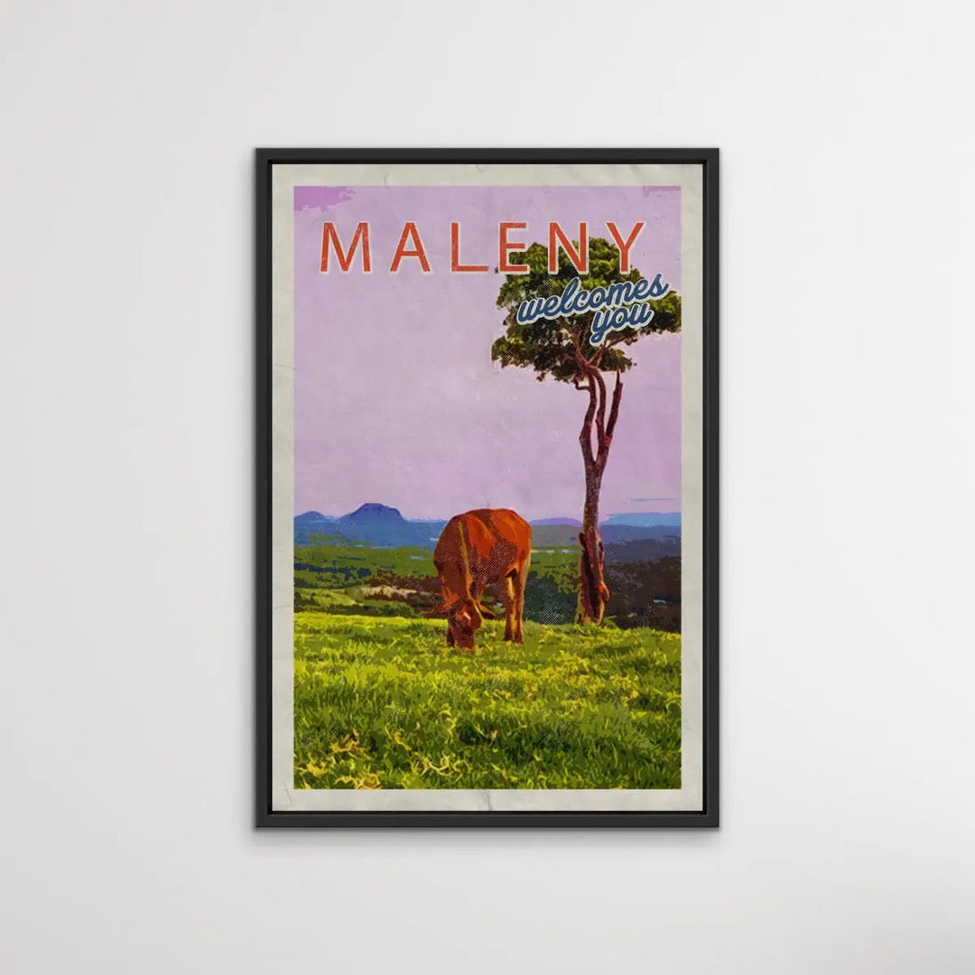 Maleny Welcomes You - Vintage Style Travel Print of Maleny Queensland on Canvas or Paper - I Heart Wall Art