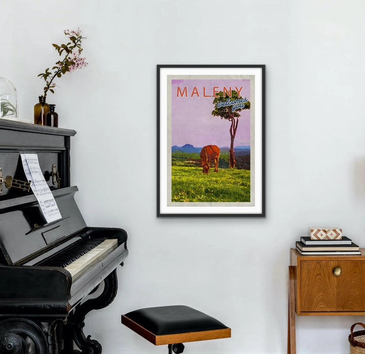Maleny Welcomes You - Vintage Style Travel Print of Maleny Queensland on Canvas or Paper - I Heart Wall Art