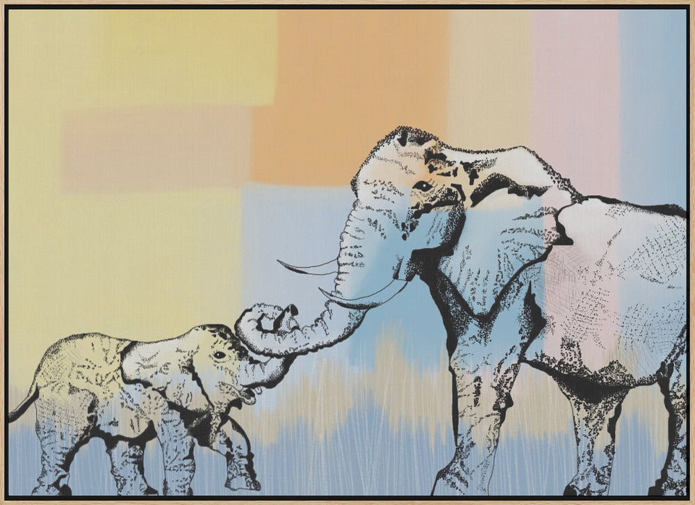 Mama elephantand baby - Stretched Canvas, Poster or Fine Art Print I Heart Wall Art