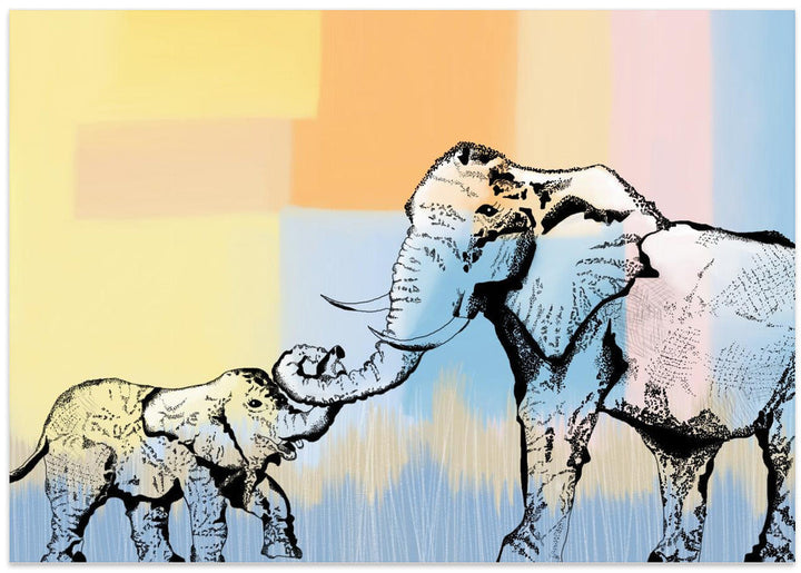 Mama elephantand baby - Stretched Canvas, Poster or Fine Art Print I Heart Wall Art