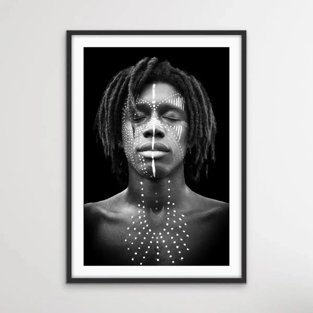 Man- Black and White African Man Photographic Wall Art Print - I Heart Wall Art